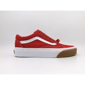 Vans Women's Old Skool Gum Bumper Red True White Canvas Skate Shoes Size 5 New